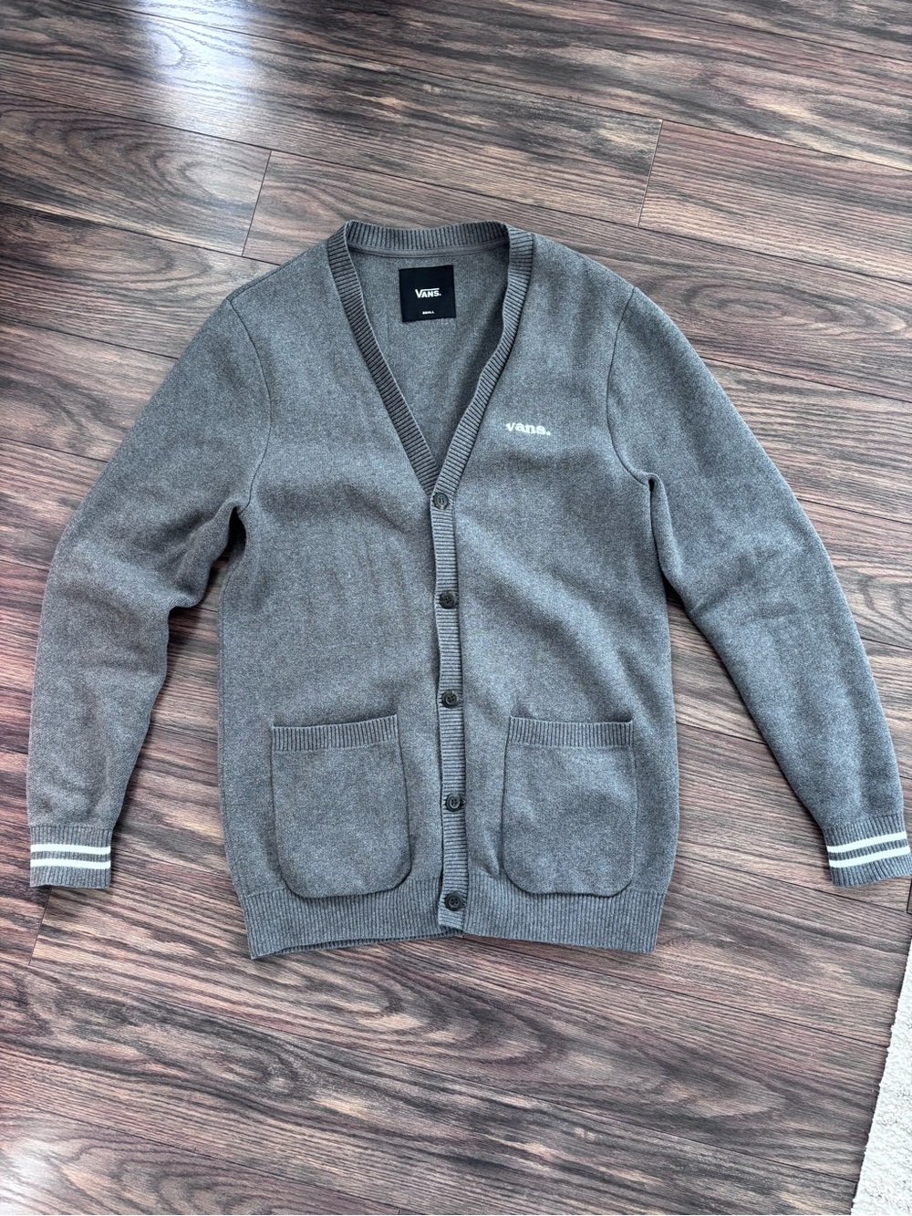 Vans Charcoal Gray Button-Up Cardigan with Logo